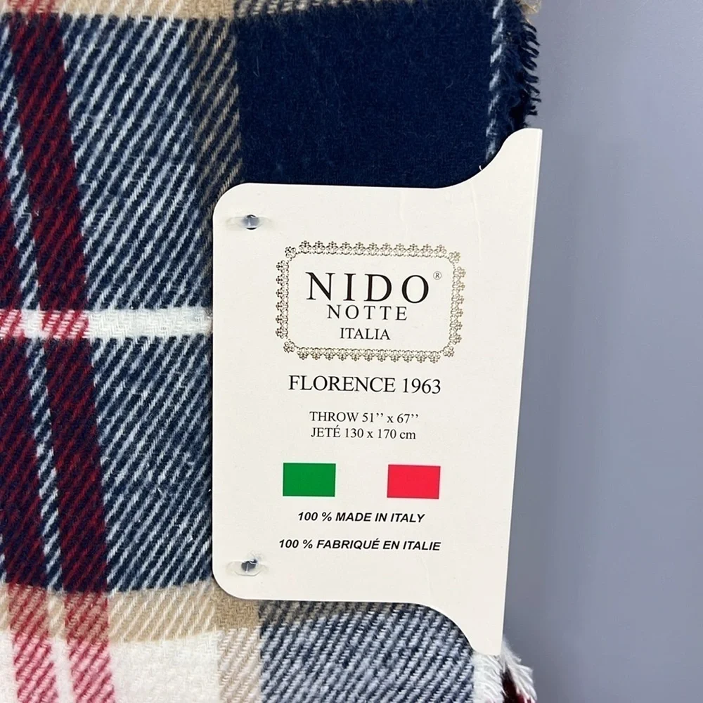 NIDO Plaid Throw Blanket with Fringe Made in Italy 51